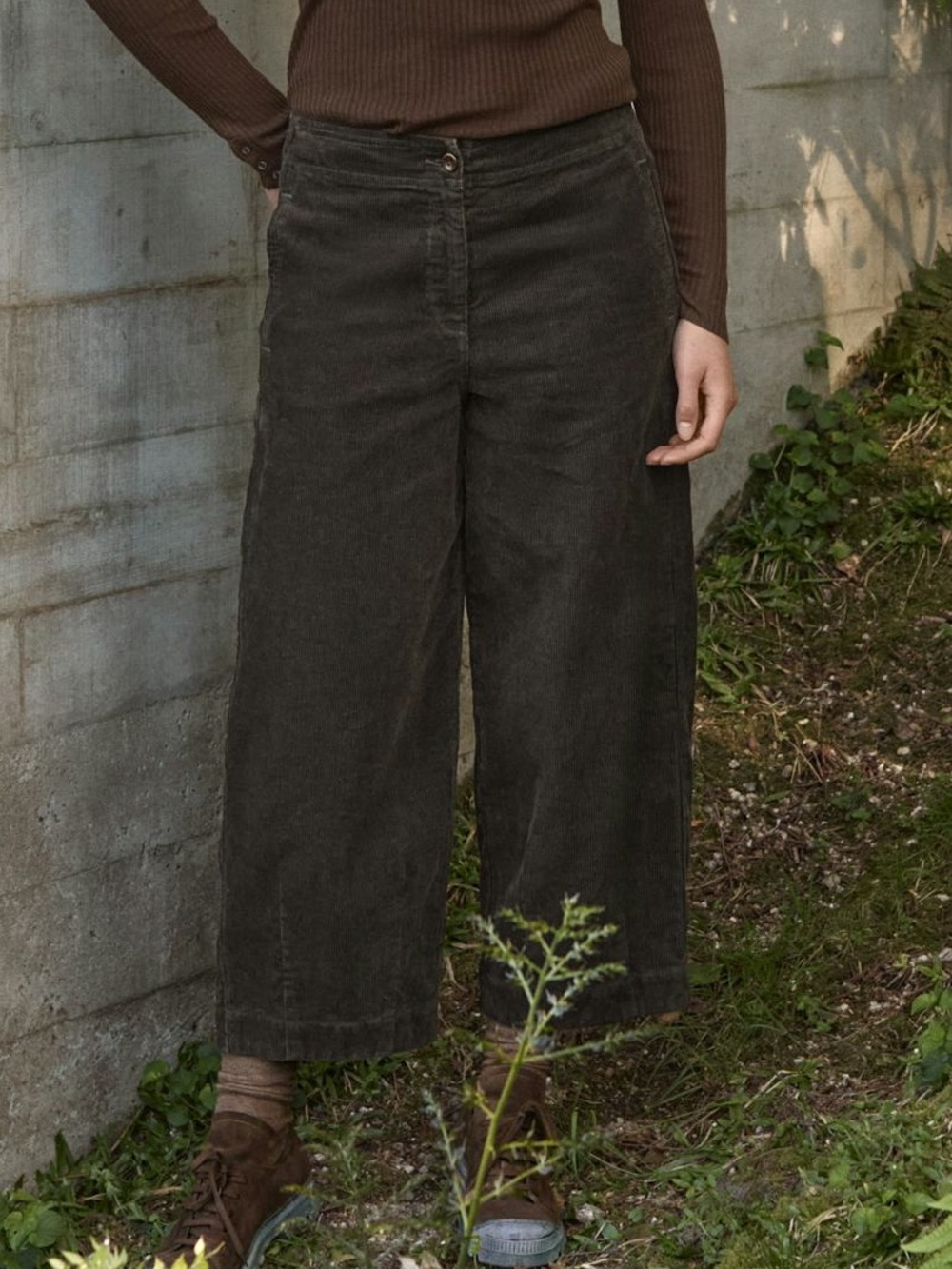 Poetry Hemp Organic Cotton Cropped Corduroy Trouser Brown Espresso